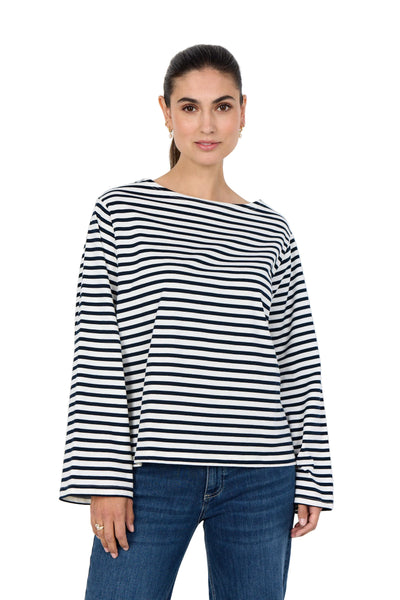 LONG SLEEVE STRIPED CREW NECK TOP T-Shirt SOYACONCEPT S Navy Stripe 