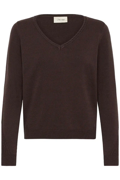 LONG SLEEVE V NECK JAVA KNIT SWEATER Top CREAM 