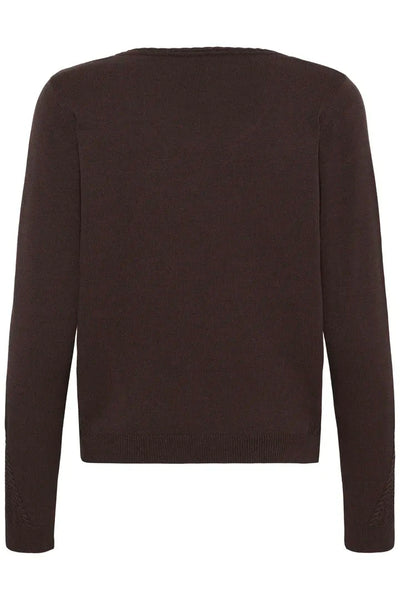 LONG SLEEVE V NECK JAVA KNIT SWEATER Top CREAM 