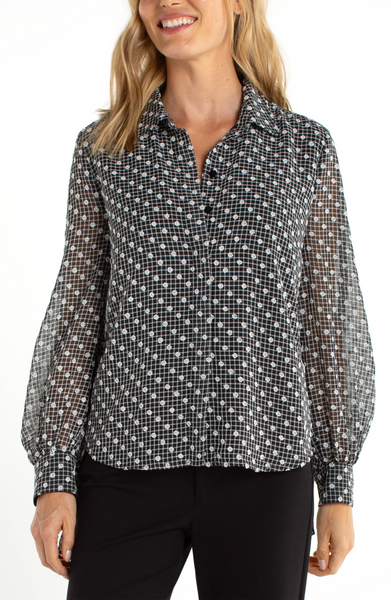 LONG SLEEVE WOVEN BLOUSE WITH SLEEVE TIE Shirts & Tops Liverpool S Black/White 