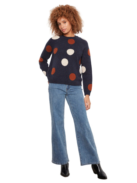 LONG SLEEVED RAGLAN SWEATER WITH A ROUND NECK AND PLACED JACQUARD PATTERN SWEATER Charlie B 