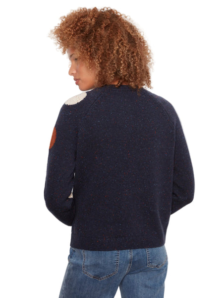 LONG SLEEVED RAGLAN SWEATER WITH A ROUND NECK AND PLACED JACQUARD PATTERN SWEATER Charlie B 