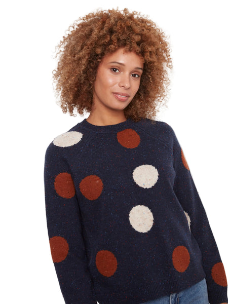 LONG SLEEVED RAGLAN SWEATER WITH A ROUND NECK AND PLACED JACQUARD PATTERN SWEATER Charlie B 