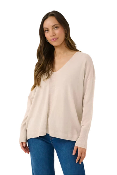 LOOSE FIT LONG SLEEVE BEIGE SWEATER Sweater CREAM 