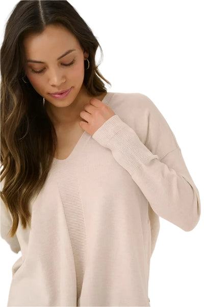 LOOSE FIT LONG SLEEVE BEIGE SWEATER Sweater CREAM XS Beige 