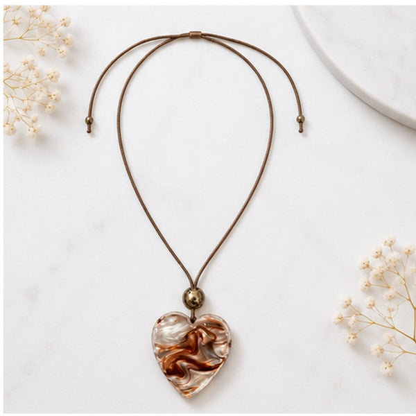 LUCITE REVERSIBLE TIGER EYE HEART NECKLACE Necklaces FashionWear Collection 