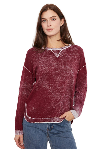 MERLOT LONG SLEEVE CREW NECK VINTAGE REVERSE PRINT SWEATER SWEATER Charlie B S Merlot 