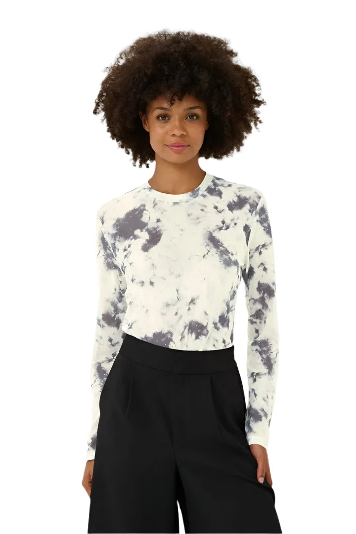 MESH LONG SLEEVE T SHIRT T-Shirt CULTURE XS Grey/White Marble 