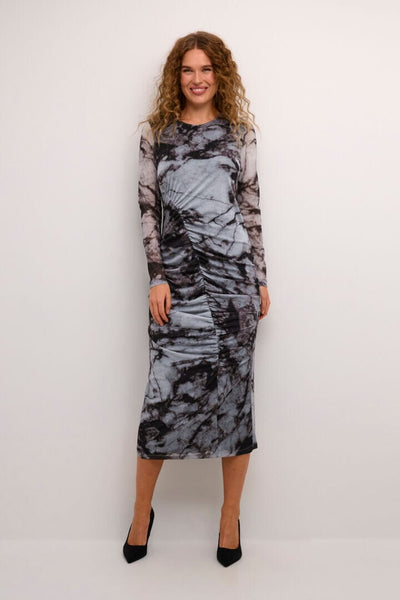 MESH RUCHED LONG TYE DYE DRESS Dress CULTURE 