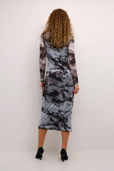 MESH RUCHED LONG TYE DYE DRESS Dress CULTURE 