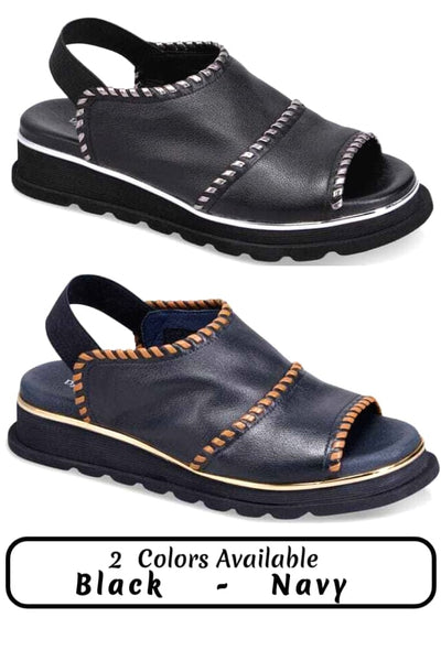 METALLIC STITCHING SLINGBACK SANDAL Shoes Django & Juliette 