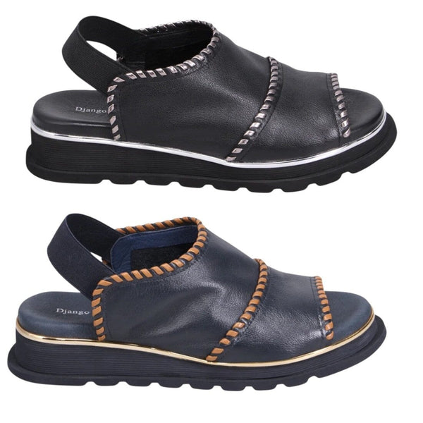 METALLIC STITCHING SLINGBACK SANDAL Shoes Django & Juliette 