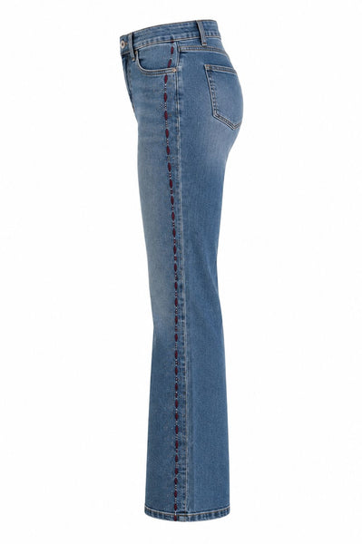 MID RISE EMBROIDERED SUEDE DETAILED WIDE LEG JEAN Jeans GG 