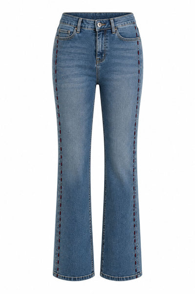 MID RISE EMBROIDERED SUEDE DETAILED WIDE LEG JEAN Jeans GG 