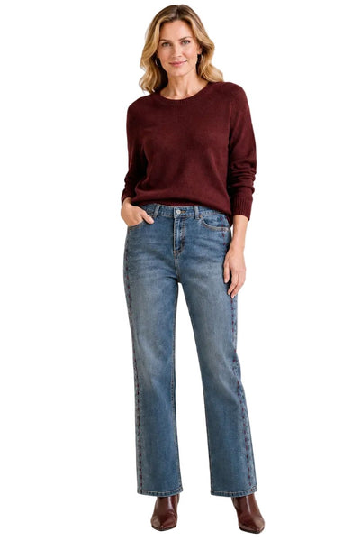 MID RISE EMBROIDERED SUEDE DETAILED WIDE LEG JEAN Jeans GG 