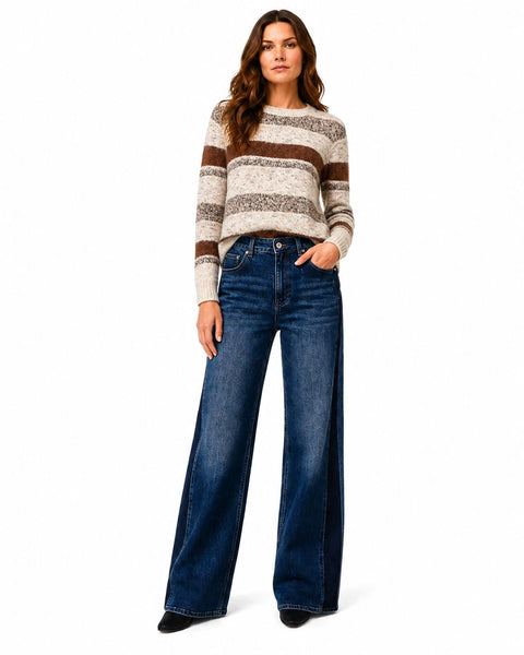 MID RISE WIDE LEG TW0-TONE JEAN Jeans GG 4 Blue 