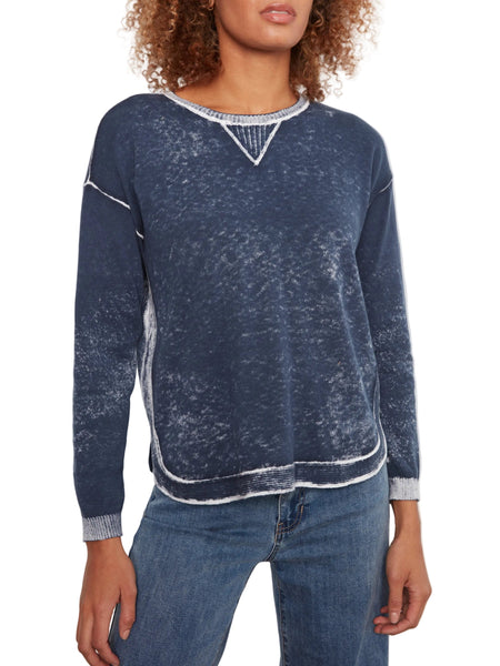 MIDNIGHT BLUE LONG SLEEVE CREW NECK VINTAGE REVERSE PRINT SWEATER SWEATER Charlie B 