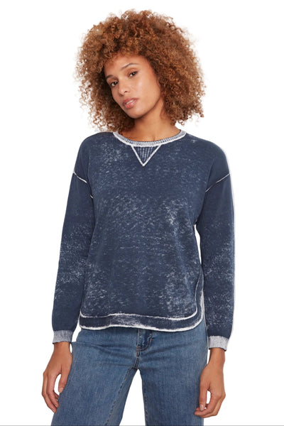 MIDNIGHT BLUE LONG SLEEVE CREW NECK VINTAGE REVERSE PRINT SWEATER SWEATER Charlie B 