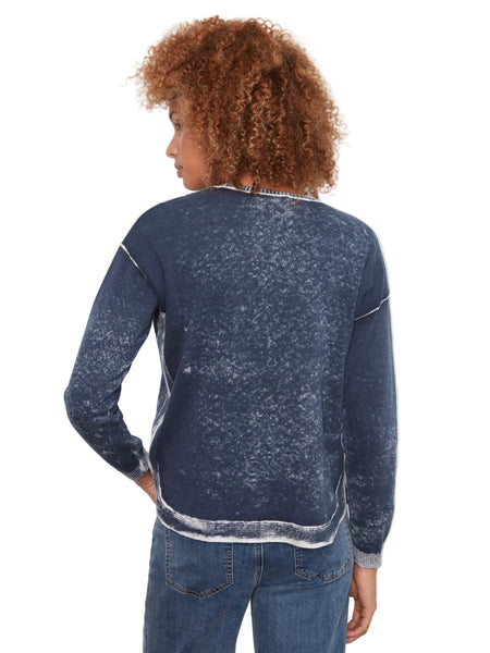 MIDNIGHT BLUE LONG SLEEVE CREW NECK VINTAGE REVERSE PRINT SWEATER SWEATER Charlie B 