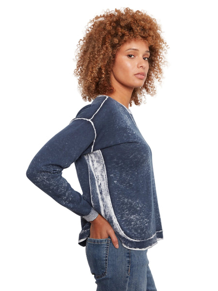 MIDNIGHT BLUE LONG SLEEVE CREW NECK VINTAGE REVERSE PRINT SWEATER SWEATER Charlie B 