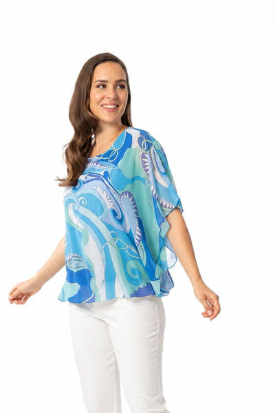 MIX BLUE SHEER FLOWY TOP Top Bali 