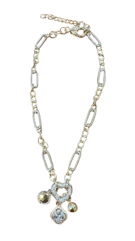MIX METAL CHAIN WITH CRYSTAL HEART AND CHARMS NECKLACE Necklaces FashionWear Collection 
