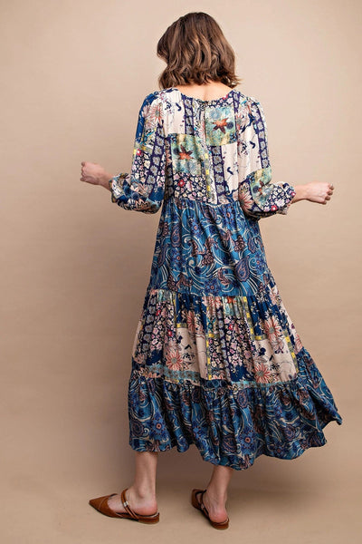 MIXED PAISLEY FLORAL MIDI DRESS Dress FashionWear Collection 