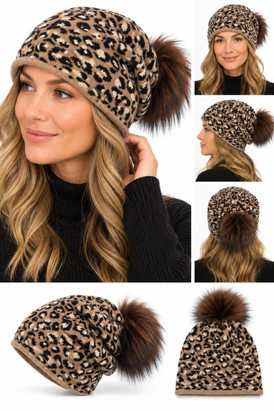 MOCHA LEOPARD CRYSTAL BEANIE Hats Prenelove Mocha 
