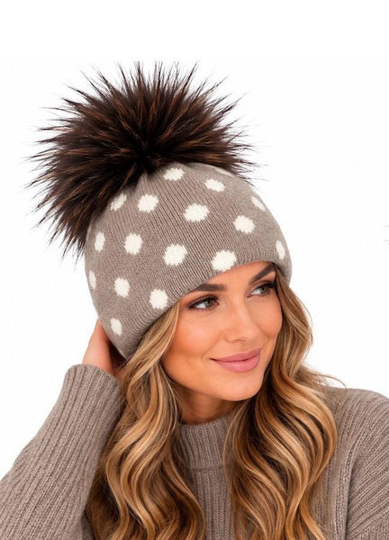 MOCHA POLKA DOT TOQUE Hats Prenelove 