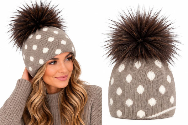 MOCHA POLKA DOT TOQUE Hats Prenelove Mocha 
