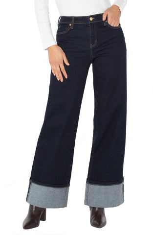 MORGAN CUFFED WIDE LEG INDIGO JEAN Jeans Liverpool 0 Indigo Blue 
