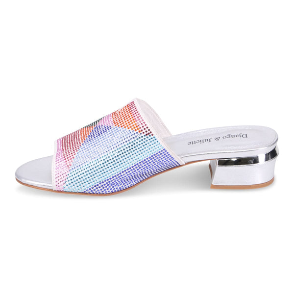 MULTI BEADED CHUNKY HEEL SLIP ON SANDAL Shoes Django & Juliette 36 Multi 