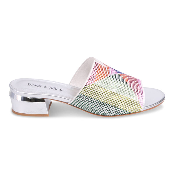 MULTI BEADED CHUNKY HEEL SLIP ON SANDAL Shoes Django & Juliette 