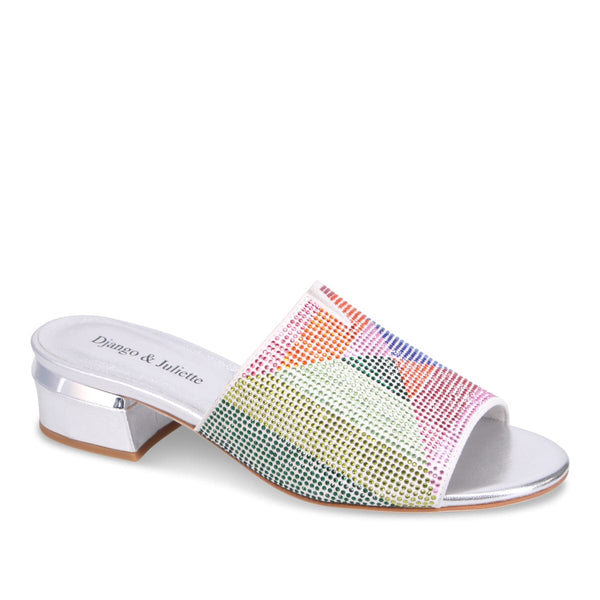 MULTI BEADED CHUNKY HEEL SLIP ON SANDAL Shoes Django & Juliette 