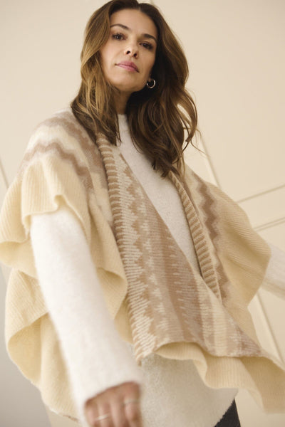 MULTI BEIGE KNIT SCARF CAPE cape CREAM 