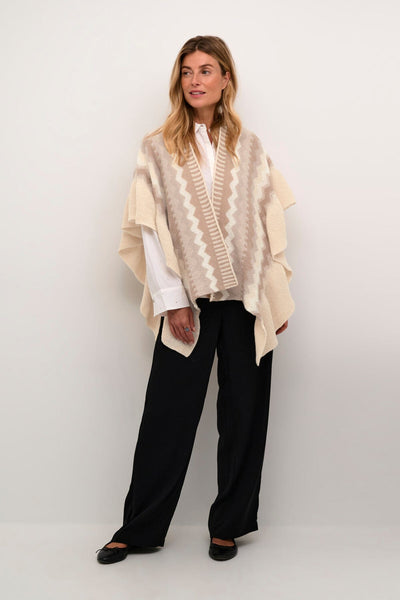 MULTI BEIGE KNIT SCARF CAPE cape CREAM 