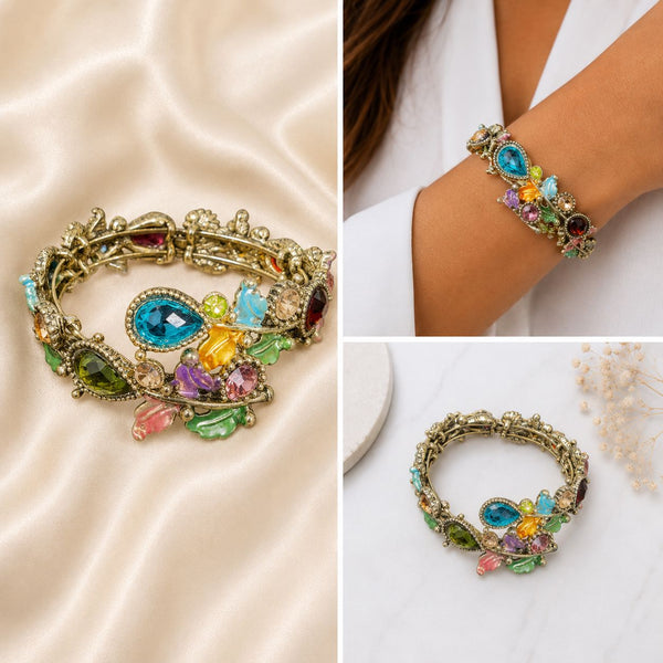 MULTI COLOURED STRETCH OPEN GEMSTONE BRACELET Bracelet FashionWear Collection 