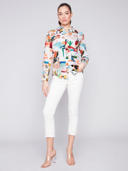 MULTI GRAPHIC PRINT LONG SLEEVE SHIRT Shirt Charlie B. 