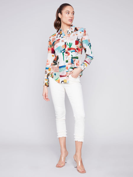 MULTI GRAPHIC PRINT LONG SLEEVE SHIRT Shirt Charlie B. 