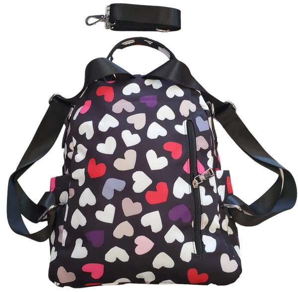 MULTI HEARTS ZIPPER POCKETS BACKPACK Backpack Miss Caprice 