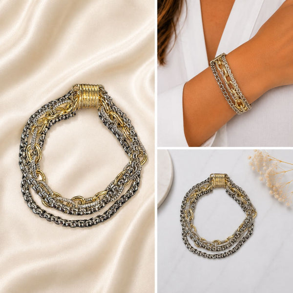 MULTI LINK 3 CHAIN BRACELET Bracelet FashionWear Collection 