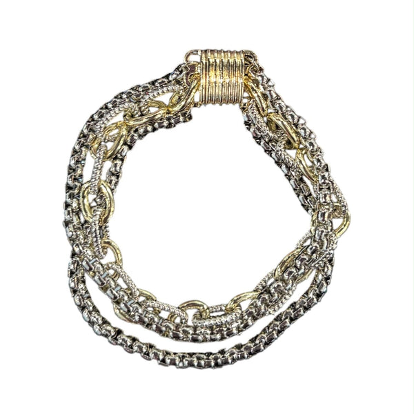 MULTI LINK 3 CHAIN BRACELET Bracelet FashionWear Collection SIlver/Gold 