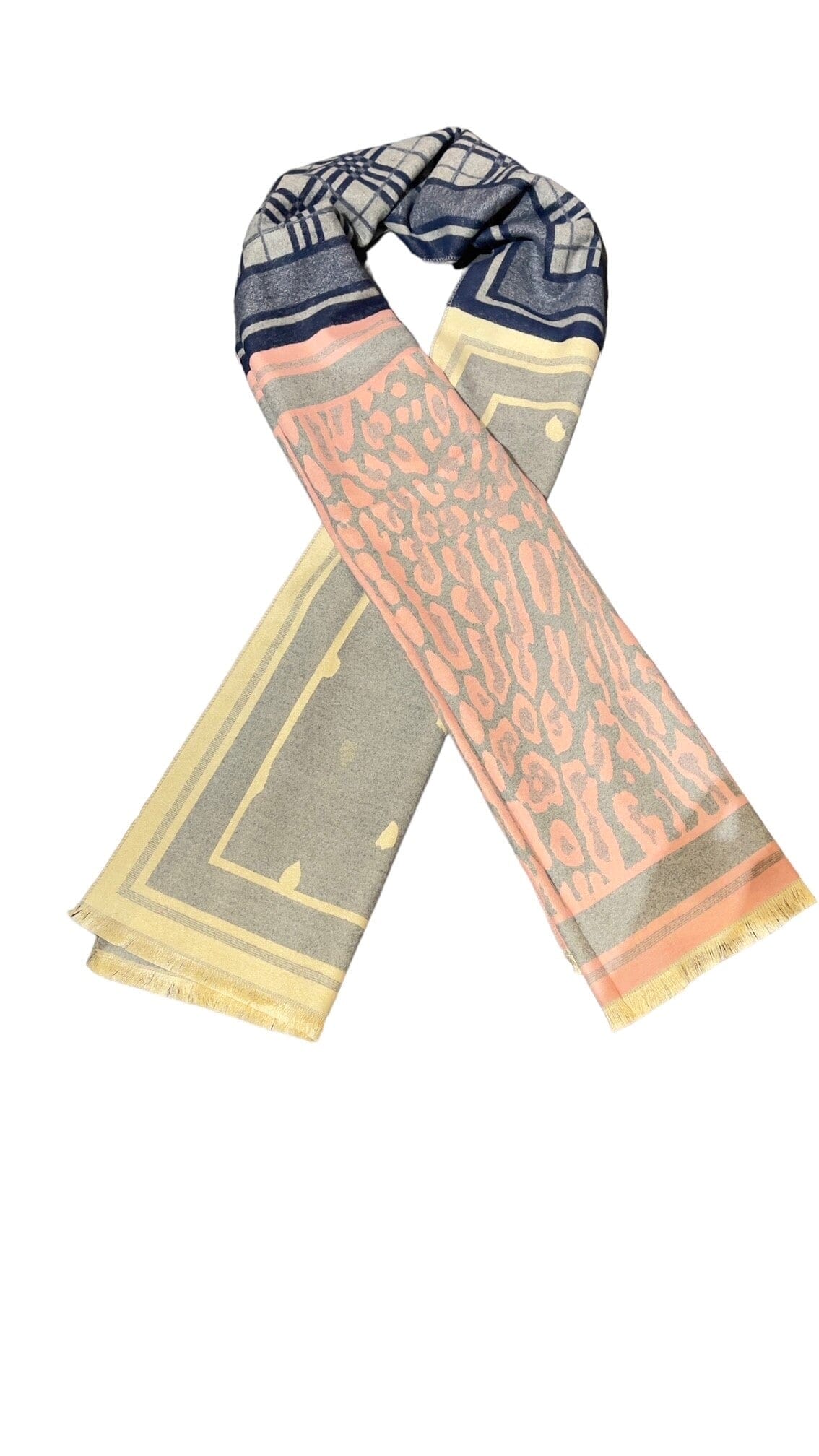 MULTI PRINT COLORFUL SCARF Scarf FashionWear Collection Grey/Navy/Pink 