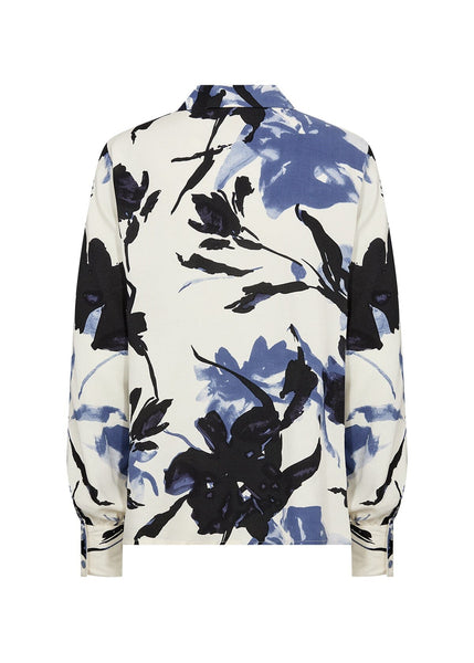 NAVY ABSTRACT FLORAL LONG SLEEVE BLOUSE Blouse SOYACONCEPT 