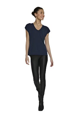 NAVY BASIC V NECK T SHIRT Blouse Kaffe XS Midnight Marine 
