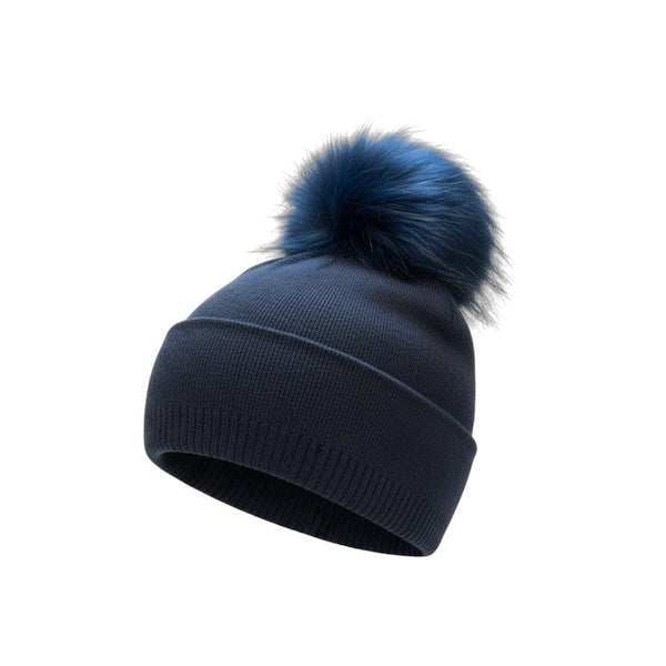 NAVY BEANIE WITH REMOVABLE POM POM Prenelove 