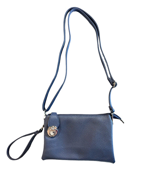 NAVY CROSSBODY BAG WITH MULTI POCKETS & REMOVABLE ADJUSTABLE STRAP Handbag FashionWear Collection 