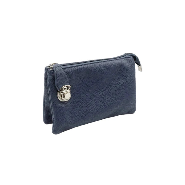NAVY CROSSBODY BAG WITH MULTI POCKETS & REMOVABLE ADJUSTABLE STRAP Handbag FashionWear Collection OS Navy/Silver 