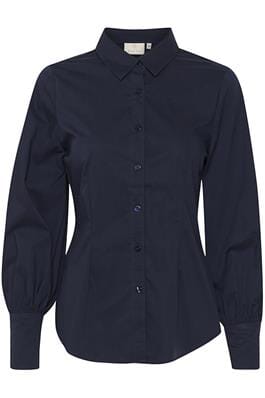 NAVY LONG SLEEVE FITTED SHIRT Shirts & Tops Kaffe 34 Navy 
