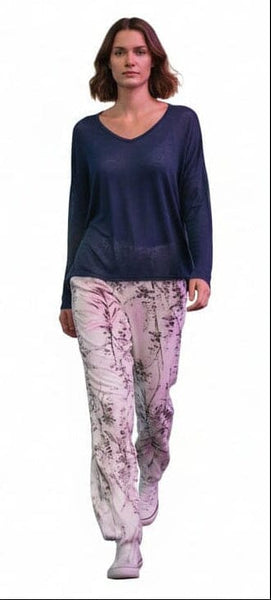 NAVY LONG SLEEVE LINEN AND KNITTED TOP Top Pistache 